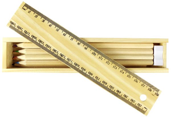 Color Pencil Ruler Box Colouring in Pencils Boxed Set with Ruler