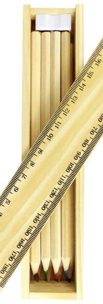 Color Pencil Ruler Box Colouring in Pencils Boxed Set with Ruler